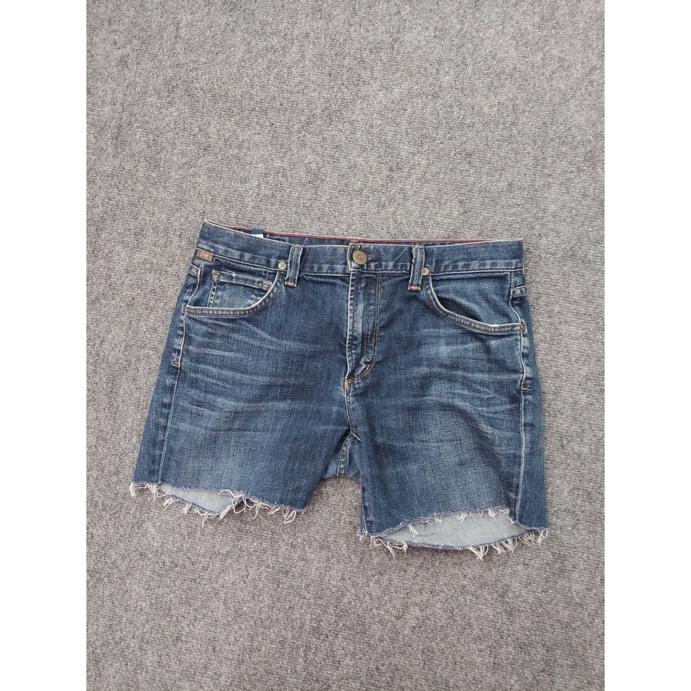 Citizens of Humanity Cutoff Shorts Mens 32 Jagger Blue Whiskered Denim Stretch